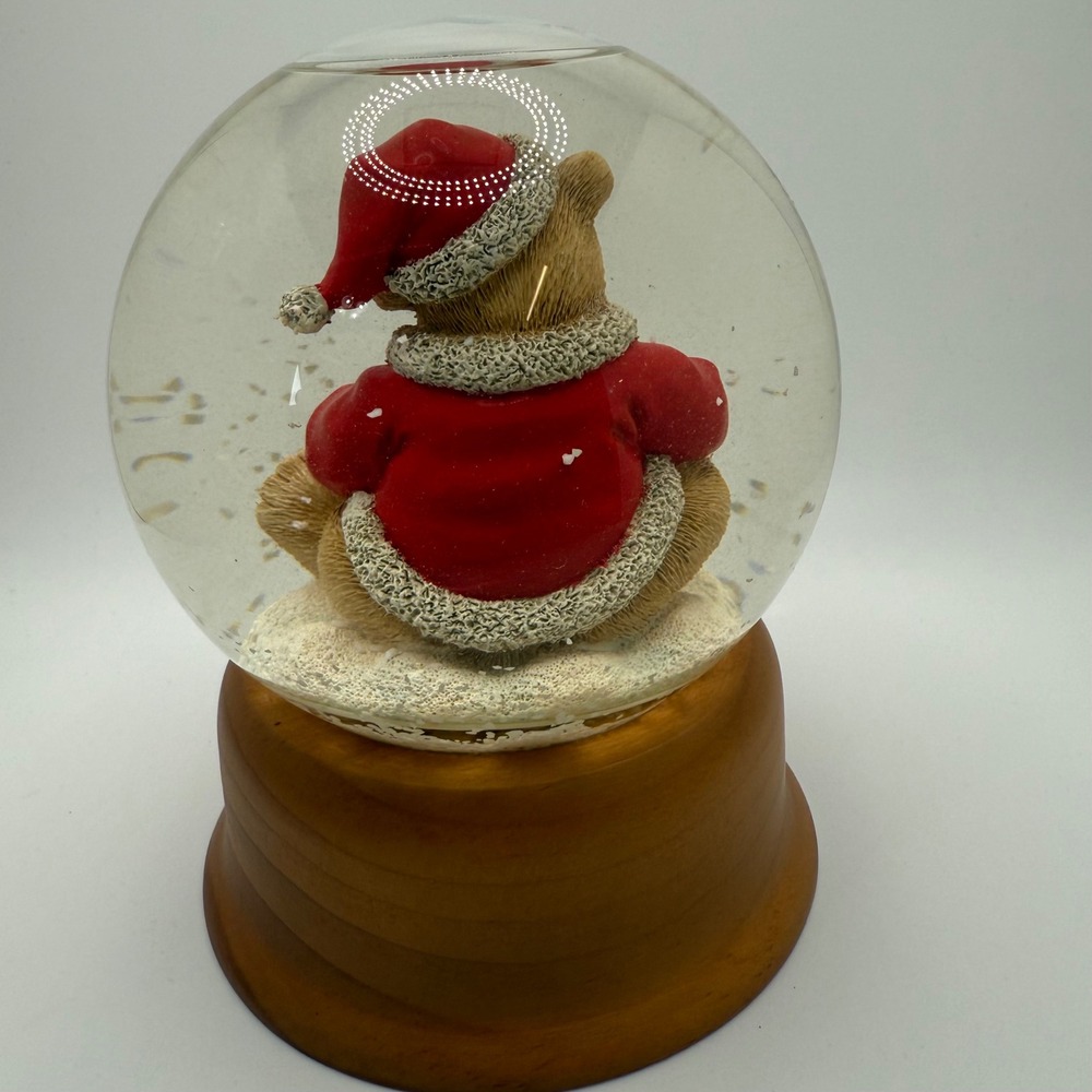 Eddie Bauer Home 1998 Teddy Bear Christmas Snow Globe Musical Glitter Dome - Picture 5 of 7